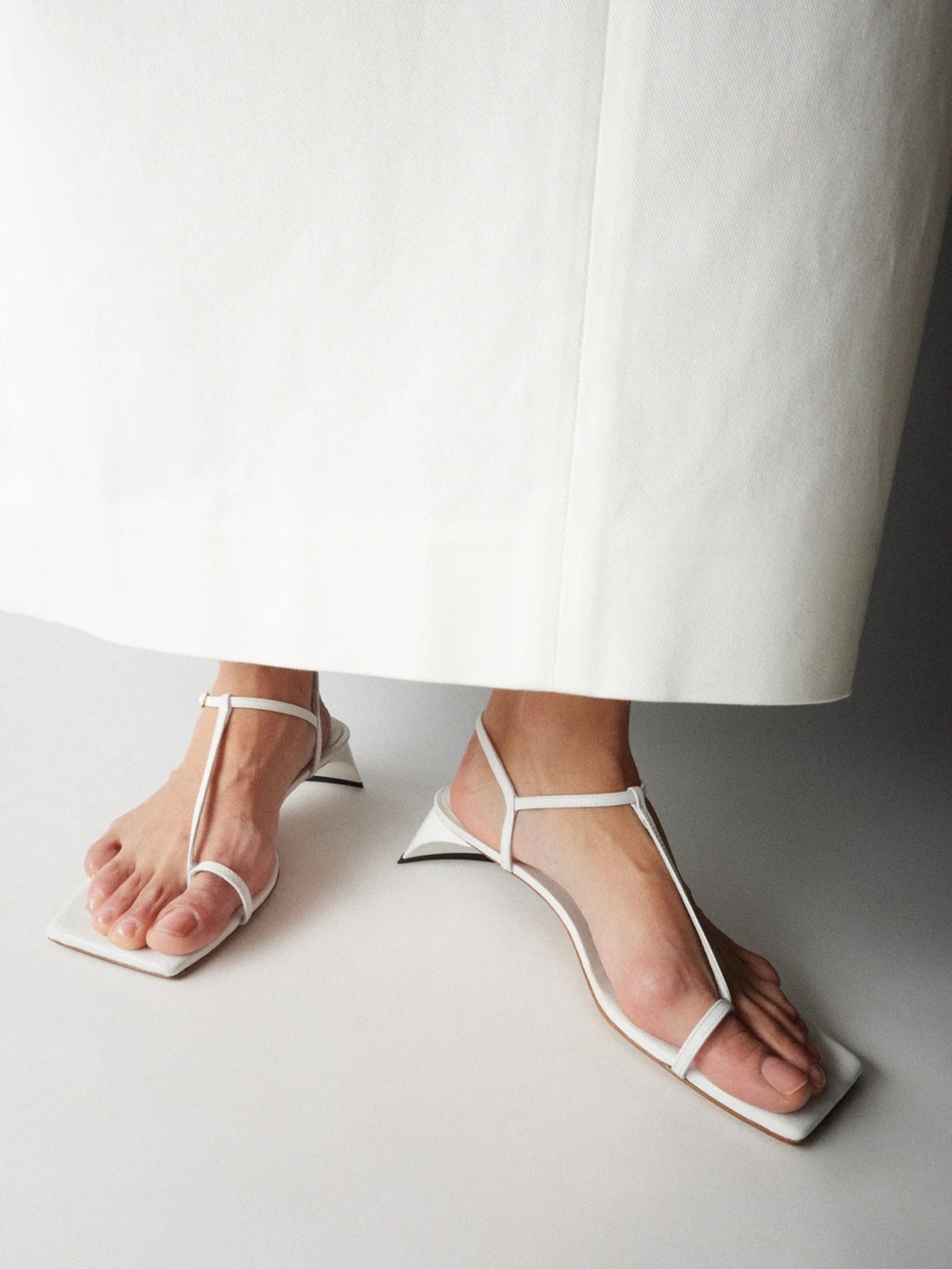 TIBI White Strappy Square-Toe Women's Sandals